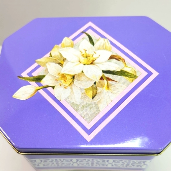 Easter Greetings Wishes Victorian Litho Printed Girl with Birds Tall Tin Box - Picture 11 of 14